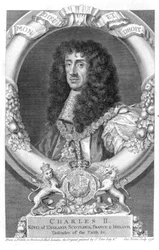 Carlo II (1630-85) Re di Gran Bretagna e Irlanda dal 1660, inciso da George Vertue (1684-1756) 1736
