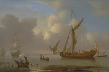 Yacht reale ancorato senza vento
