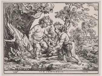 Bambino Gesù e San Giovanni che giocano con un agnello, incisione di Christoffel Jegher (1596-1653), dopo il 1632