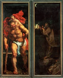 Altare: Discesa dalla Croce, chiuso, lato sinistro: San Cristoforo (dipinto su tela)