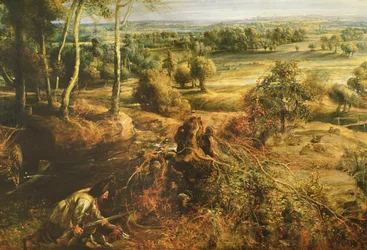 Paesaggio autunnale con vista su Het Steen al mattino presto (dettaglio)