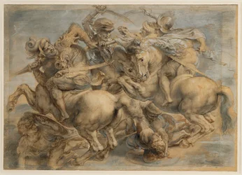 Battaglia di Anghiari (inchiostro bruno, pietra nera, pennello, penna, lumeggiato con guazzo e bianco di piombo)