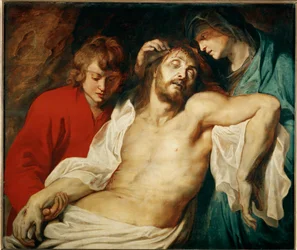 Deplorazione con Santa Maria e San Giovanni apostolo, 1614-15 circa (dipinto su legno di quercia)