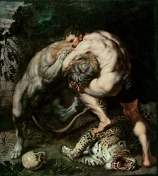 Ercole in lotta con il leone di Nemea