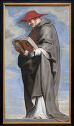 San Bonaventura. (Pendente di San Francesco in estasi). La dottrina di questo santo, poco apprezzata dalla scuola francescana fino alla fine del XVI secolo, fu onorata dai teologi della Controriforma. Scene della vita di questo santo sono