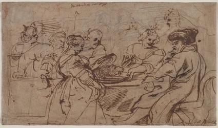 Il banchetto di Erode recto Tomiri con la testa di Ciro verso, c. 1637-1638