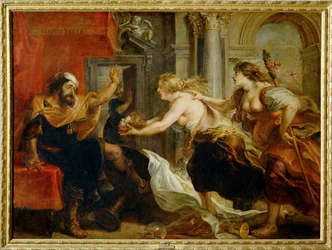 Il banchetto di Tereo: Filomena e Procne presentano a Tereo la testa decapitata del figlio Si tratta di (dipinto su tela)