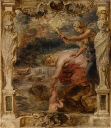 Teti immerge il neonato Achille nel fiume Stige, c. 1635
