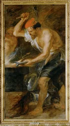Vulcano che forgia il fulmine di Giove (dipinto su tela)