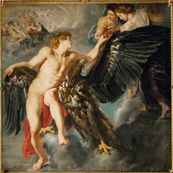 Zeus e Ganimede (olio su tela)