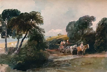 Carro di fieno che attraversa un ruscello, c1824