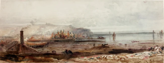 Vista di un porto, circa 1830-1840