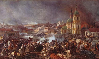 La battaglia di Viazma (litografia a colori)