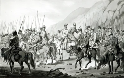 Diverse tribù di cosacchi russi in ordine di marcia, 1813