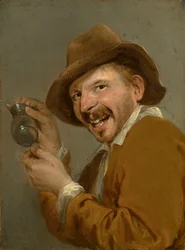 Gusto: Un Uomo che Ride con un Bicchiere Rovesciato. Dalla serie Personificazioni dei Cinque Sensi, c.1635-66