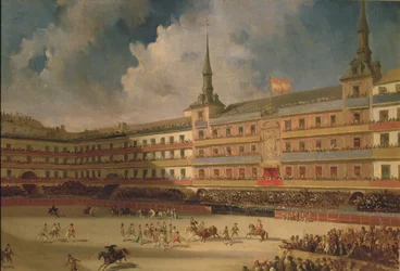 Corrida nella Plaza Mayor di Madrid durante le celebrazioni per il matrimonio del Duca di Montpensier