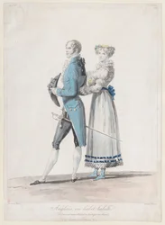 Inglese in abito, da Collections de Costumes dessinés, 1814-24