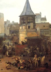 Festeggiamenti dati dalla città di Parigi alle Halles il 21/01/1782 in occasione della nascita del Delfino Luigi Giuseppe di Francia (1781-1789) (dettaglio)