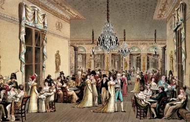 Il Grand Salon del Café Frascati. Litografia di Philibert-Louis Debucourt