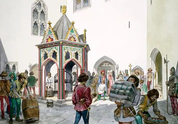 Cortile, Vecchio Castello di Wardour, Tisbury, Wiltshire, nel Medioevo, 1995-1999