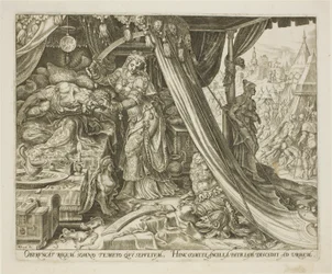 Giuditta che decapita Oloferne, tavola sei da La storia di Giuditta e Oloferne