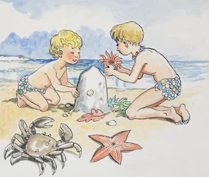 In riva al mare, illustrazione da "The Water Babies" di Charles Kingsley