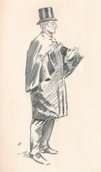 Schizzo a matita di Phil May, XIX secolo, 1903-1904