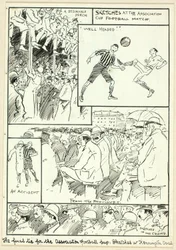 Schizzi durante la partita di calcio della Association Cup