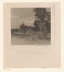 Fattoria su una strada di campagna con alberi