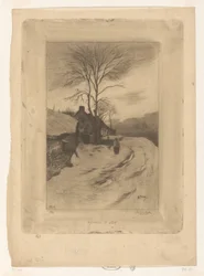 Fattorie lungo una strada con alberi spogli