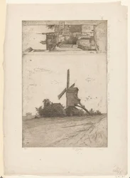 Mulino in paesaggio di campagna e vista sulla Rue Ravenstein a Bruxelles