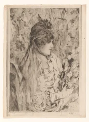 Donna con mazzo di fiori
