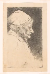 Ritratto di una donna anziana, di profilo