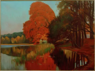 Atmosfera autunnale su un lago del Brandeburgo