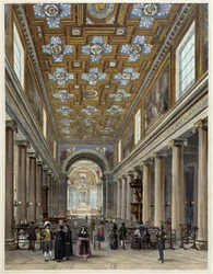 Interno della chiesa di Notre-Dame de Lorette - in "Promenade dans Paris et ses environs", disegni di Jacottet e Benoist, ed. Gihaut Frères