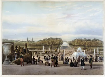 Versailles: le Tappeto Verde - in "Paris et ses environs" di Jacottet & Benoist