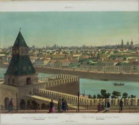 Vista di Zamoskvorechye dal Muro del Cremlino da una vista panoramica di Mosca in 10 parti, ca. 1848