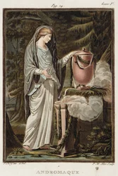Andromaca, costume per «Andromaca» di Jean Racine, dal volume I di «Ricerche sui costumi e sul teatro di tutte le nazioni», inciso da Pierre Michel Alix (1762-1817), 1802