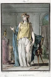Ermione, costume per «Andromaca» di Jean Racine, da «Research on the Costumes and Theatre of All Nations», inciso da Pierre Michel Alix (1762-1817), 1802