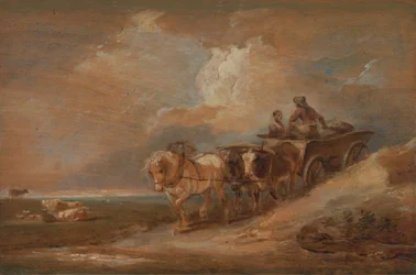 Paesaggio con cavallo e carro di buoi