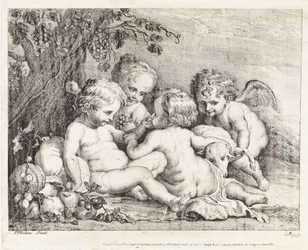 Cristo, Giovanni Battista e due putti