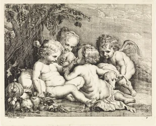 Cristo, Giovanni Battista e due putti