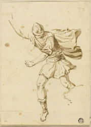 Guerriero romano in corsa, punta verso l