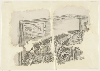 Angolo superiore sinistro di una stampa della scena di Cebes (Tabula Cebetis Carta Vitae)