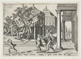 Sansone liberato dalla prigione e che distrugge il tempio dei Filistei
