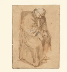 Joost van den Vondel, addormentato su una sedia