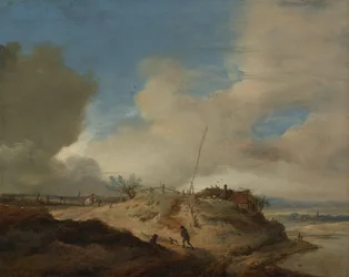 Paesaggio dunale con un segnale