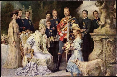 Artista Ak Kaiser Wilhelm II, Auguste Viktoria, Viktoria Luise, Levriero, Prussia