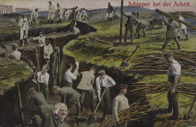 Fanteria tedesca che scava trincee, Prima Guerra Mondiale