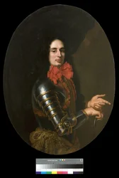 Ritratto di un Gentiluomo con Armatura e sciarpa rossa